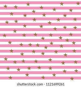 Starry Striped Pattern in Pink and Gold Shade