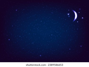 Starry Universe Background Stardust And Moon 
With Gradient Mesh, Vector Illustration