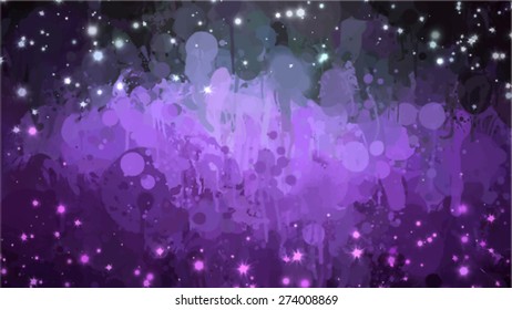 Starry violet brush strokes background. Vector version