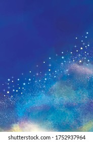Starry watercolor background material, milky way