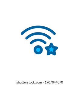 Icono de red wifi Starry en color azul. Icono de conexión y red