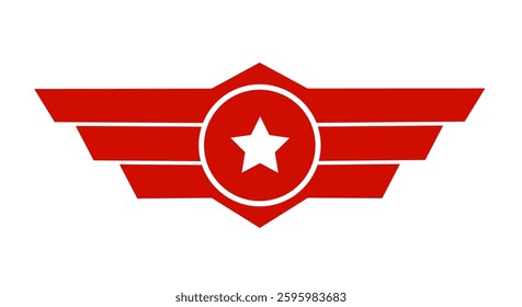 starry wings badge vector with trendy design. wings icon