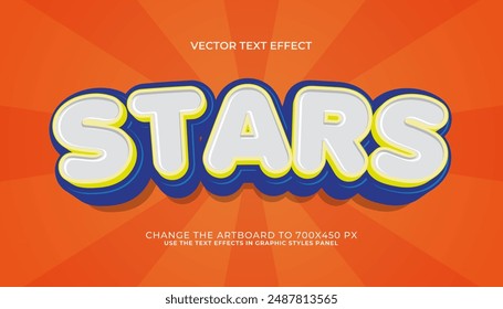 efecto de texto de Vector editable de stars 3d. efecto de texto de estilo cómico