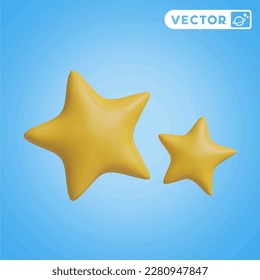 stars 3D vector icon set, on a blue background