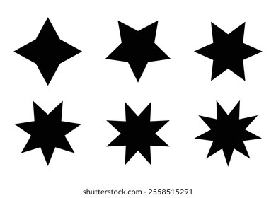 Stars with 4 5 6 7 8 and points isolated on white