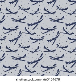 Stars and airplanes seamless pattern design - avia seamless texture. Vector illustration