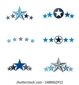 Stars ancient emblems elements set. Heraldic vector design elements collection. Retro style label, heraldry logo.