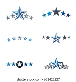 Stars ancient emblems elements set. Heraldic vector design elements collection. Retro style label, heraldry logo.