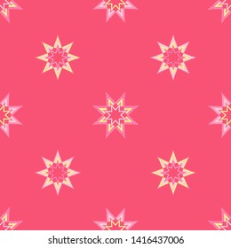 Stars. Art seamless pattern. Ethnic print. Multicolored. Boho. Traditional ornament. Folk motif. Vector geometric background. Can be used for social media, posters, email, print, ads designs.