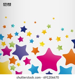 Stars background, abstract vector design pattern, colorful elements on a white background.