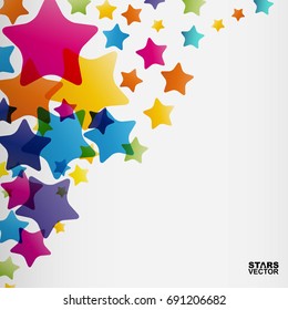 Stars background, abstract vector design pattern, colorful elements on a white background.