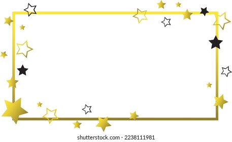 Stars Background. Black and gold star and banner background. Abstract seamless background with stars for social media, banner, poster