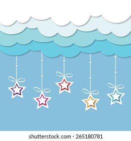 stars background. blue sky with clouds