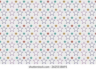 Stars background with multi colors tone. Concept of geometry shape, simple design, vintage, modern, cute vector for wrapping, wallpaper, texture, fabric print. Colorful star pattern background.