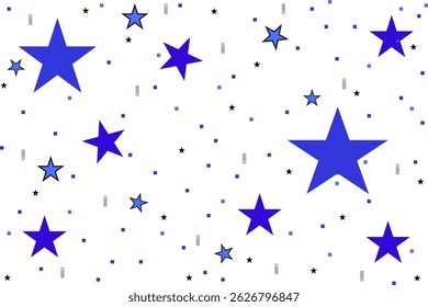 Stars background vector. Geometric wallpaper of colorful blue and black with pink-brown pixels. Concept of abstract shape, playful, modern, trendy, cute for wrapping, poster, print, texture, textile.