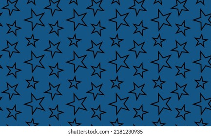 Stars backround. Seamless abstract pattern with stars of different size. Night Blue background. Vector colorful illustration. Stars texture. Geometric vector drawing. Fabric design Black Violet 10 eps