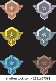 Stars Badge Tier Rank, bereit für Spiel, Anwendung mobile und Web.