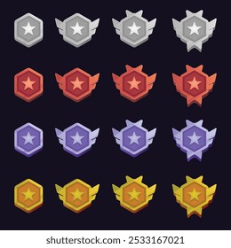 Stars Badge Tier Rank, bereit für Spiel, Anwendung mobil und Web.