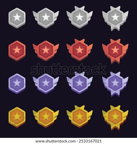 Stars Badge Tier Rank, ready set to game, aplication mobile and web.