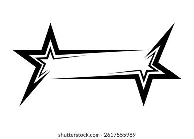 Stars banner in flat design black and white vector, star y2k design concept.