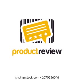 Stars Barcode Bubble Text Message For Product Review Feedback Rating Information Illustration Icon Logo Design