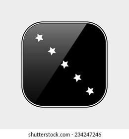 stars black glossy button, vector