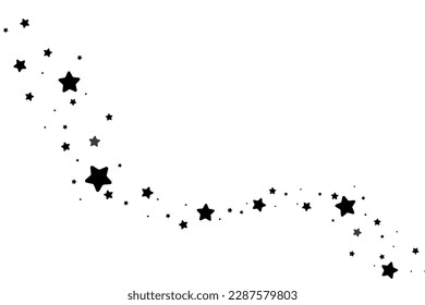 The stars are black on a white background. The black star shoots with an elegant star. Meteoroid, comet, asteroid, stars.