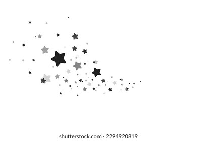 The stars are black on a white background. The black star shoots with an elegant star. Meteoroid, comet, asteroid, stars.