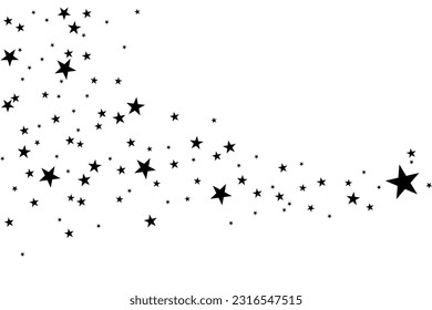 The stars are black on a white background. The black star shoots with an elegant star. Meteoroid, comet, asteroid, stars.