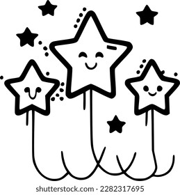 Stars - Black and White Isolated Icon - Vector illustration