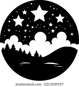 Stars - Black and White Isolated Icon - Vector illustration