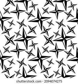 Estrellas Vector de patrón sin costuras de color negro y blanco Usos para camisetas de impresión y banners.