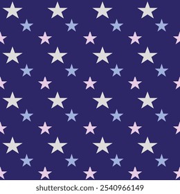 Stars and blue background. Fabric pattern. Star background. Sky and stars. Seamless pattern