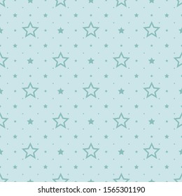 Stars in blue. New Year's background. Winter abstract drawing. Vector seamless pattern.