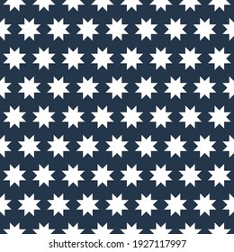 Patrón azul de estrellas, diseño vectorial de tejido retro. Ideal para aplicaciones móviles, web, impresión, etc.