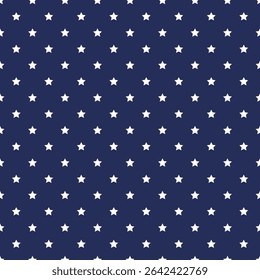 Stars blue vector seamless pattern in dark blue color. USA patriotic symbol background