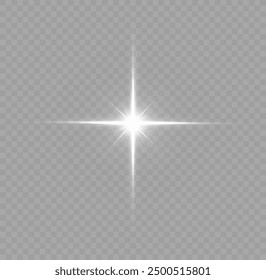 Stars bright white. Glow light effect. Transparent light effect sparkl, lens flare, explosion, glitter, sun flash, sparks and stars. Sunlight, abstract special effect.