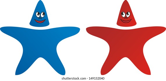 Stars cartoon red blue vector illustration