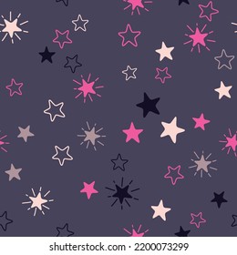 Stars childish vector seamless pattern graphic design. Baby shower gift wrapping pattern. Cute stars seamless ornament for xmas wallpaper, fabric or package design. Pink gray black beige colors