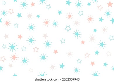 Stars childish vector seamless pattern graphic design. Baby shower gift wrapping pattern. Cute stars seamless ornament for New Year wallpaper, fabric or package design. Shining star sparkles.