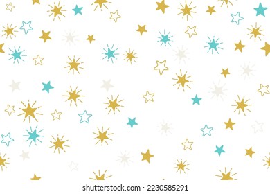 Stars childish vector seamless pattern graphic design. Baby shower gift wrapping pattern. Cute stars seamless ornament for New Year wallpaper, fabric or package design. Shining star sparkles.