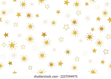 Stars childish vector seamless pattern graphic design. Baby shower gift wrapping pattern. Cute stars seamless ornament for New Year wallpaper, fabric or package design. Shining star sparkles.