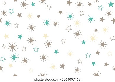 Estrellas de diseño gráfico de patrón infantil sin fisuras. Patrón de envoltura de regalo para la ducha de bebé. Estrellas mullidas para el diseño de papel pintado, tela o paquete de Año Nuevo. La estrella brillante brilla.