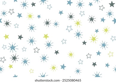 Stars childish vector seamless pattern graphic design. Baby shower gift wrapping pattern. Cute stars seamless ornament for New Year wallpaper, fabric or package design. Shining star sparkles.