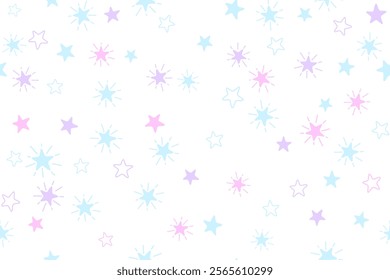 Stars childish vector seamless pattern graphic design. Baby shower gift wrapping pattern. Cute stars seamless ornament for New Year wallpaper, fabric or package design. Shining star sparkles.