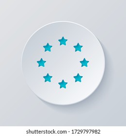 Stars circle, european union. Cut circle with gray and blue layers. Paper style