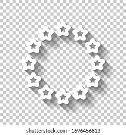 Stars circle, european union. White icon with shadow on transparent background