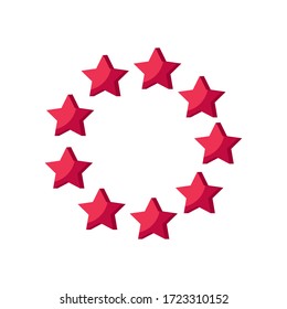 Stars circle flat style icon design, Night bedtime sky space nature science celestial galaxy and astrology theme Vector illustration