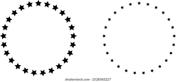 Estrelas no ícone de círculo. estêncil de padrão de círculo de estrelas. Imagem clipart isolada no fundo branco. infográficos, gráfico, apresentação, aplicativo, ilustração simples do vetor do logotipo