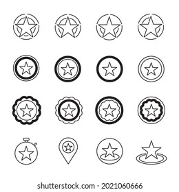 Stars in circle icon set. Stars in circle pack symbol vector elements for infographic web